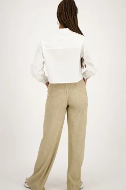 My Jewellery Pantalon évasé Côtelé Beige Discount