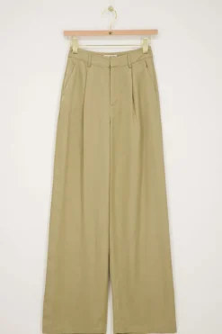 My Jewellery Pantalon Vert Olive Satiné Outlet