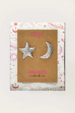 My Jewellery Puces D'oreilles Starry Avec Lune Et étoile Hot