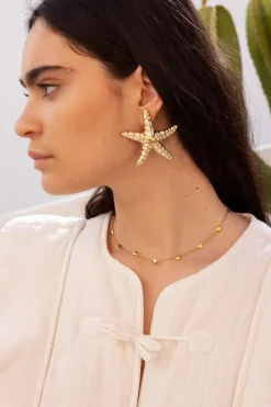My Jewellery Puces D'oreilles Sunrocks étoile De Mer Blanche New