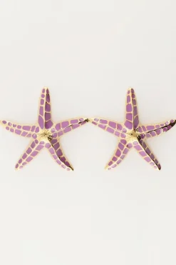 My Jewellery Puces D'oreilles Sunrocks étoiles De Mer Violettes New