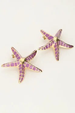 My Jewellery Puces D'oreilles Sunrocks étoiles De Mer Violettes New