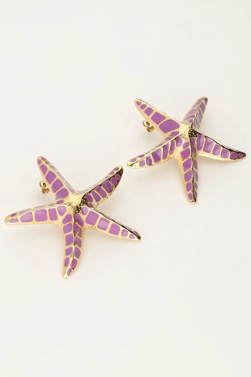 My Jewellery Puces D'oreilles Sunrocks étoiles De Mer Violettes New