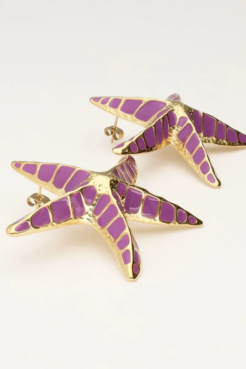 My Jewellery Puces D'oreilles Sunrocks étoiles De Mer Violettes New