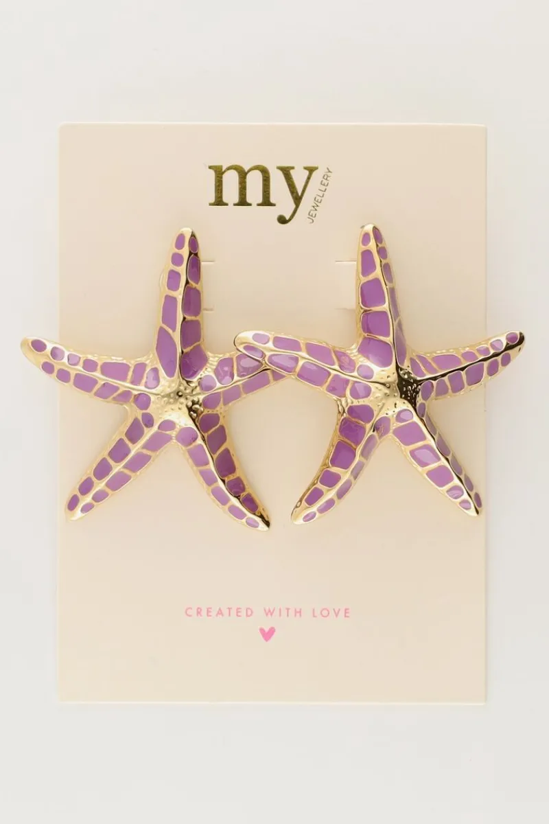 My Jewellery Puces D'oreilles Sunrocks étoiles De Mer Violettes New