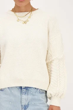 My Jewellery Pull Beige Avec Manches En Jacquard Outlet