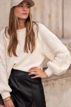 My Jewellery Pull Beige Avec Manches En Jacquard Outlet