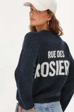 My Jewellery Pull Bleu Foncé "Rue Des Rosiers" Blanc/Bleu foncé Sale