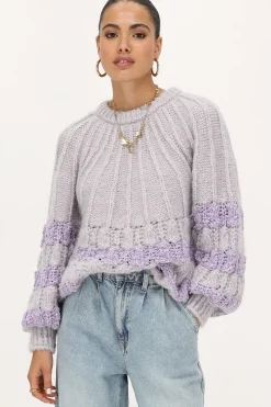My Jewellery Pull En Maille Lilas à Rayures Outlet