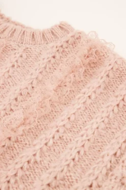 My Jewellery Pull En Maille Rose Avec Dentelle New