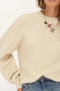 My Jewellery Pull Oversize Avec Manches Ballon Beige New