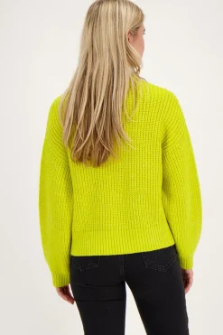 My Jewellery Pull Oversize En Maille Avec Col Montant Vert citron New