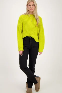 My Jewellery Pull Oversize En Maille Avec Col Montant Vert citron New