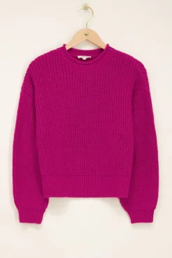 My Jewellery Pull Oversize En Maille Avec Col Montant Violet Discount