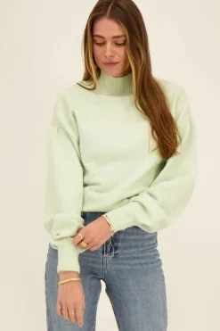 My Jewellery Pull Vert Menthe à Manches Plissées Amples Online