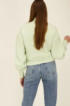 My Jewellery Pull Vert Menthe à Manches Plissées Amples Online