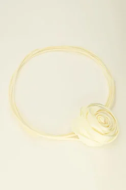 My Jewellery Ras De Cou Cordon Blanc Et Fleur Satinée New