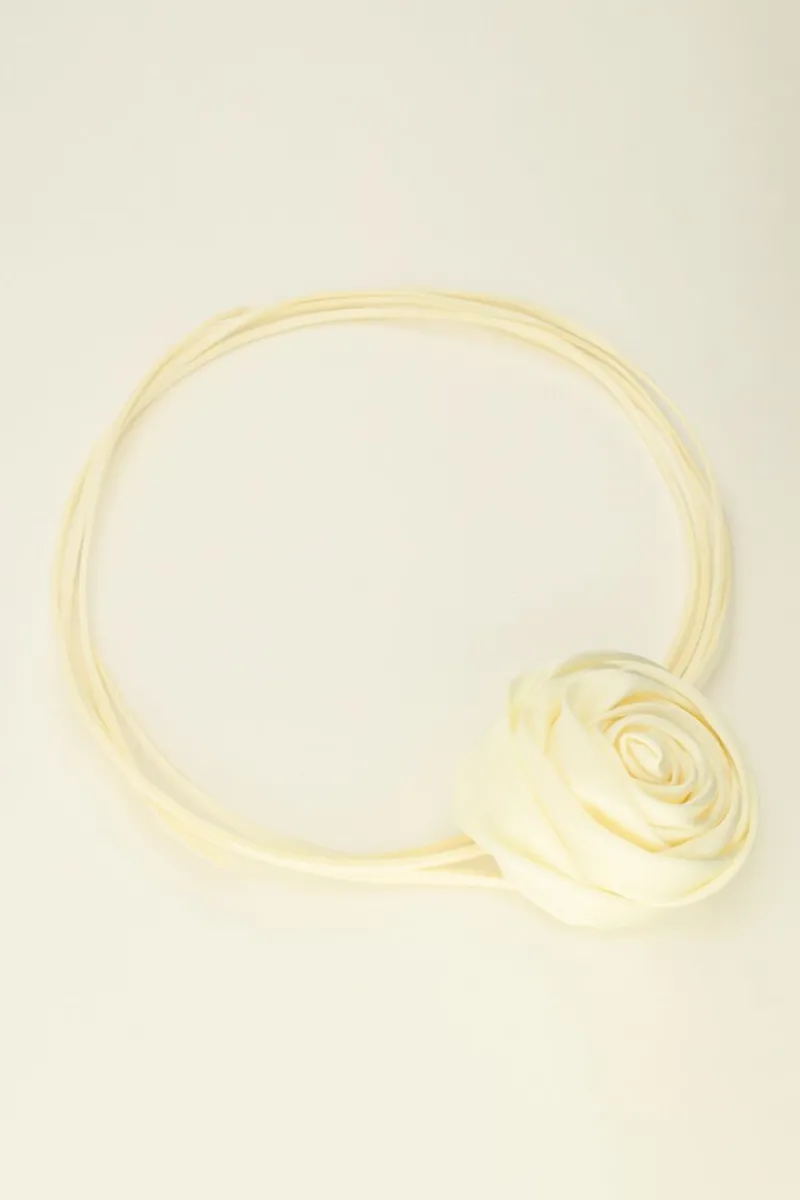 My Jewellery Ras De Cou Cordon Blanc Et Fleur Satinée New