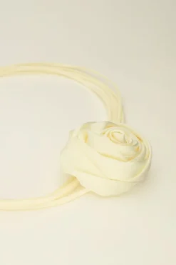 My Jewellery Ras De Cou Cordon Blanc Et Fleur Satinée New