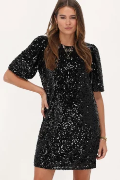 My Jewellery Robe à Paillettes Noires Avec Nœud Dans Le Dos Online