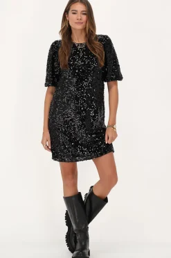 My Jewellery Robe à Paillettes Noires Avec Nœud Dans Le Dos Online