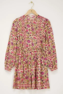 My Jewellery Robe Beige à Imprimé Fleuri Rose Et Vert Rose/Beige New