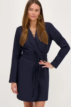 My Jewellery Robe Blazer Bleue Avec Cordon De Serrage Bleu foncé/Bleu Online