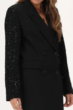 My Jewellery Robe Blazer Noire à Manches Pailletées Sale