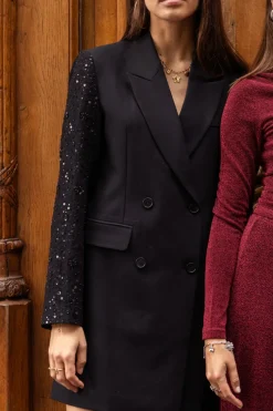 My Jewellery Robe Blazer Noire à Manches Pailletées Sale