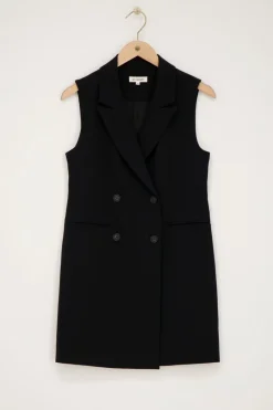 My Jewellery Robe Blazer Noire Sans Manches Avec Col à Revers Discount