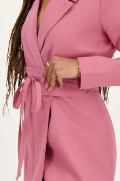 My Jewellery Robe Blazer Avec Ceinture Rose Clearance