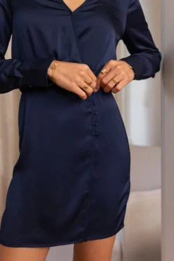 My Jewellery Robe Bleu Foncé Aspect Satiné Discount