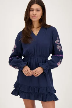 My Jewellery Robe Foncé Avec Broderie Bleu Hot