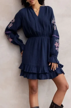My Jewellery Robe Foncé Avec Broderie Bleu Hot