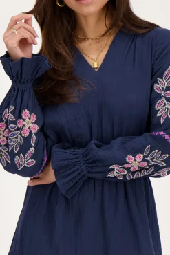 My Jewellery Robe Foncé Avec Broderie Bleu Hot