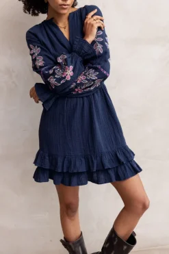My Jewellery Robe Foncé Avec Broderie Bleu Hot