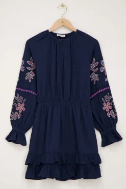 My Jewellery Robe Foncé Avec Broderie Bleu Hot