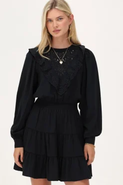 My Jewellery Robe Bleu Foncé Avec Broderies Et Volants Fashion