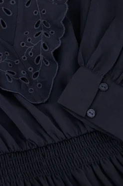 My Jewellery Robe Bleu Foncé Avec Broderies Et Volants Fashion