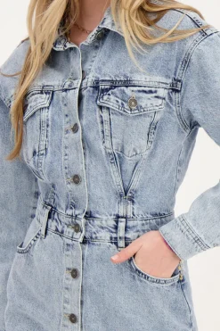 My Jewellery Robe Boutonnée En Denim Bleu New