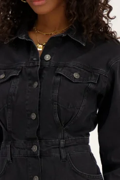 My Jewellery Robe Boutonnée En Denim Noir Clearance