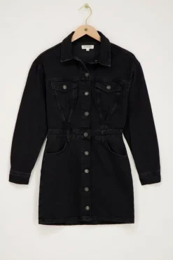 My Jewellery Robe Boutonnée En Denim Noir Clearance