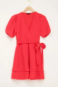 My Jewellery Robe Avec Volants Et Manches Bouffantes Corail New