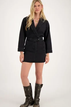 My Jewellery Robe En Denim Noir Avec Col à Revers Outlet