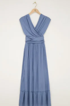 My Jewellery Robe Longue Bleue En Lurex Bleu clair/Bleu Discount
