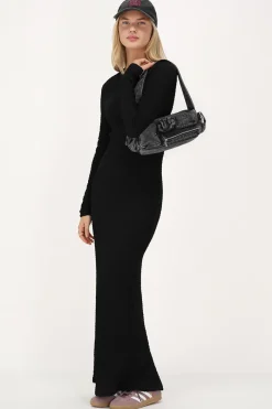 My Jewellery Robe Longue e Avec Structure Et Fente Noir Clearance