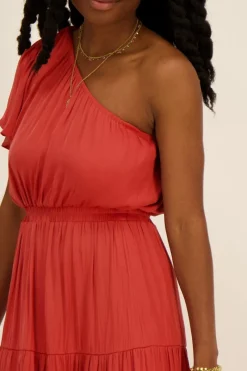 My Jewellery Robe Longue Rouge Asymétrique Fashion