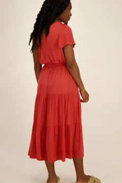 My Jewellery Robe Longue Rouge Asymétrique Fashion