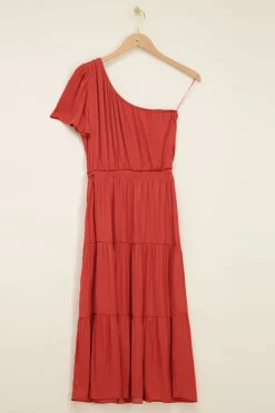 My Jewellery Robe Longue Rouge Asymétrique Fashion