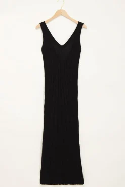 My Jewellery Robe Maxi Noire En Tissu Bouclette Avec Fente Online